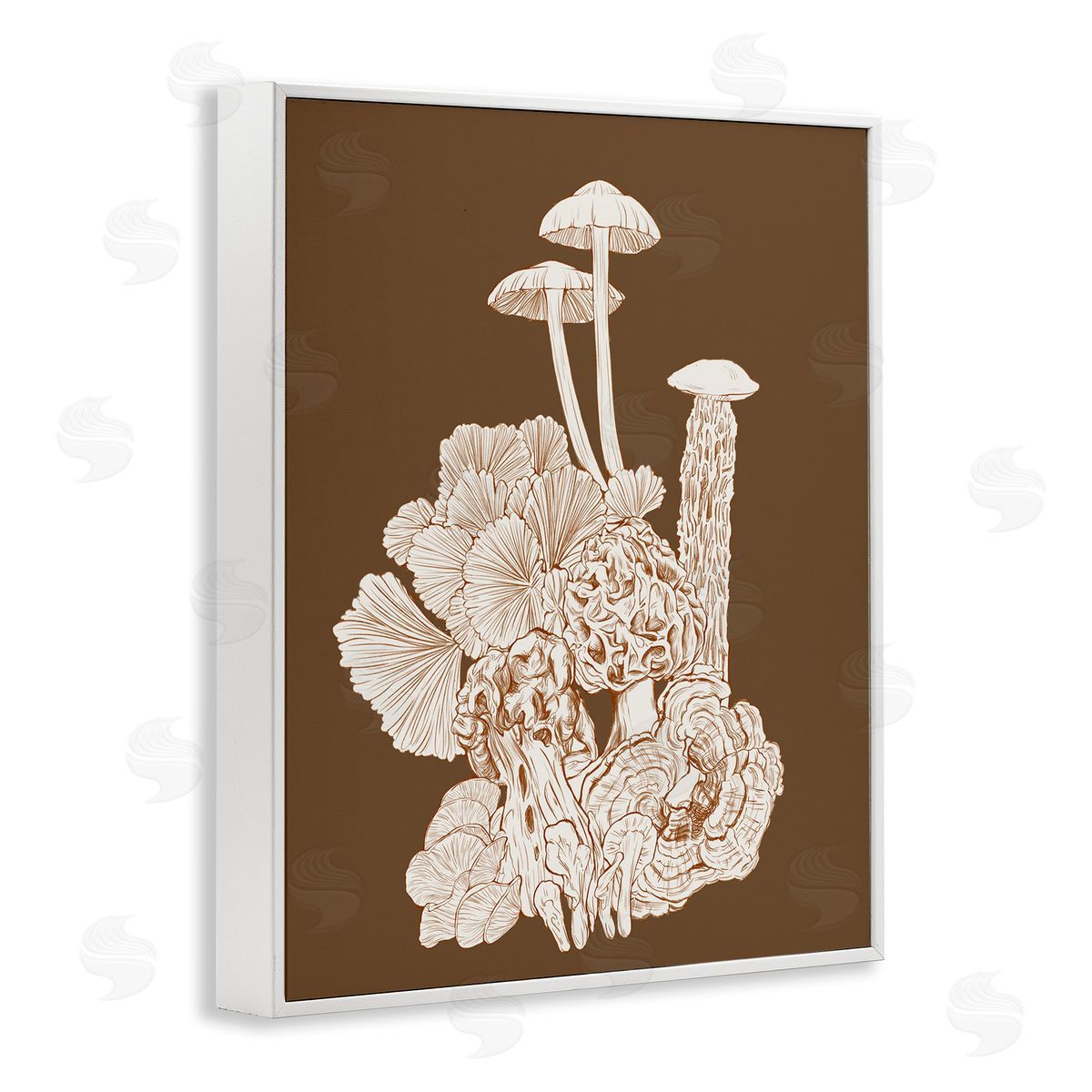 Ziwei Li Mushrooms Forest Flora Plants Arrangement Intricate Detail White Framed Giclee Wall Art Print
