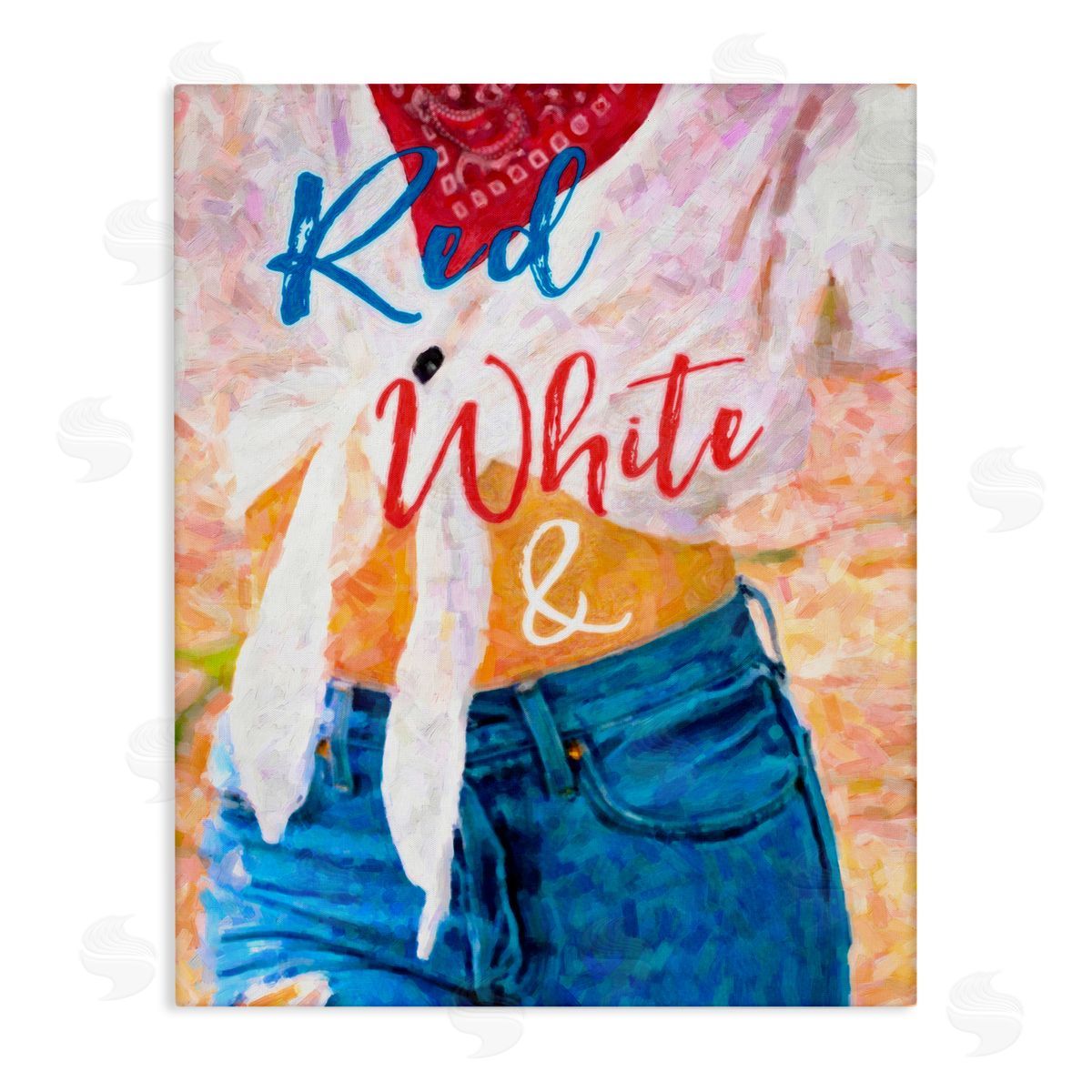 Graffitee Studios Red White & Blue Patriotic American Celebration Stretched Canvas Wall Art Print