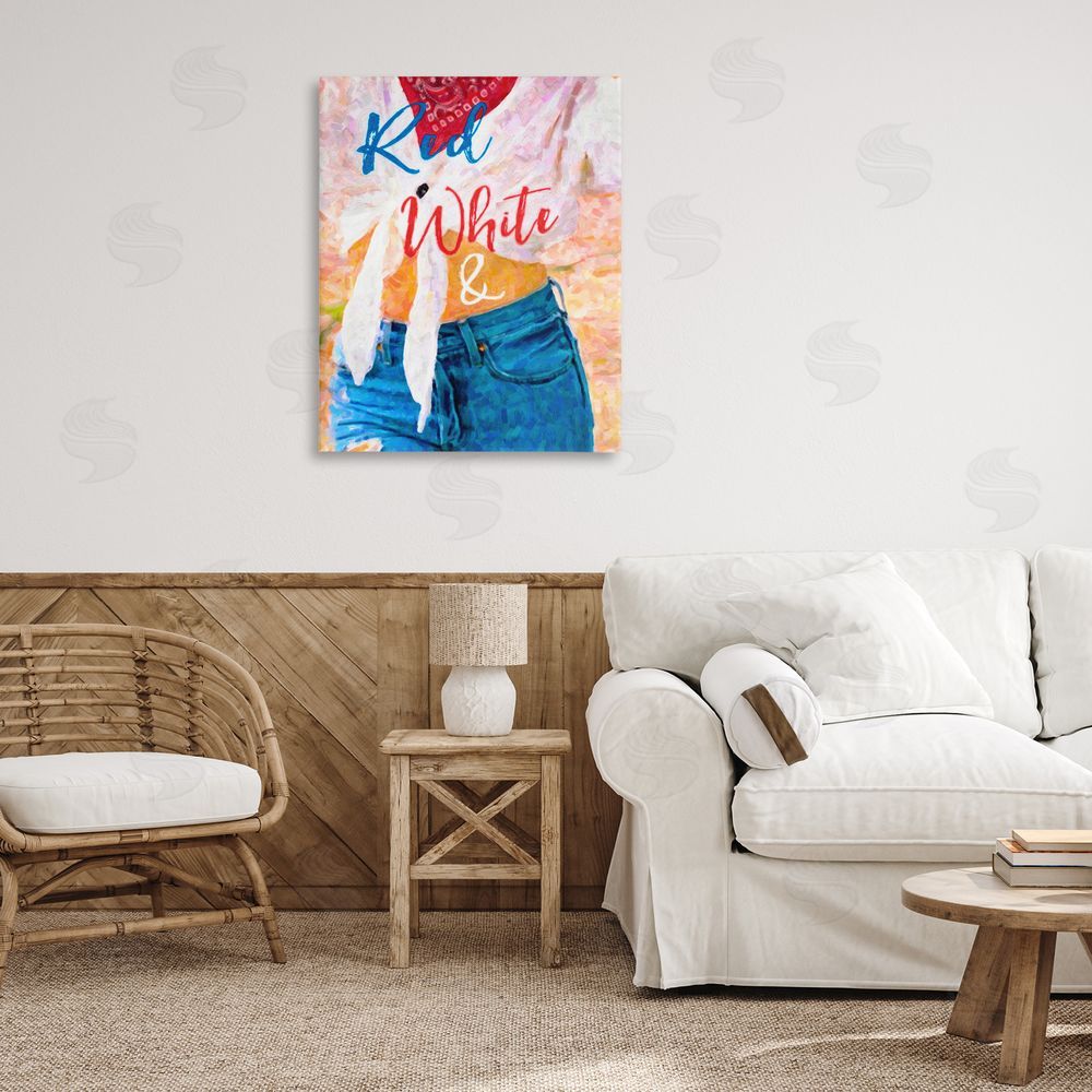 Graffitee Studios Red White & Blue Patriotic American Celebration Canvas Wall Art Print in Room
