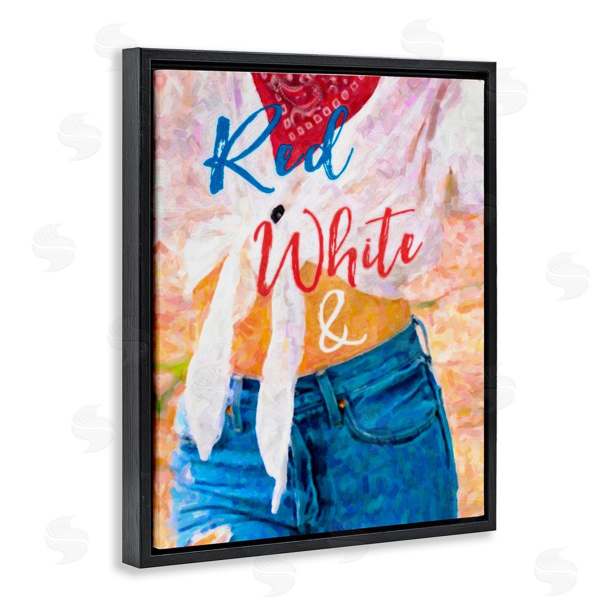 Graffitee Studios Red White & Blue Patriotic American Celebration Black Floating Frame Canvas Wall Art Print