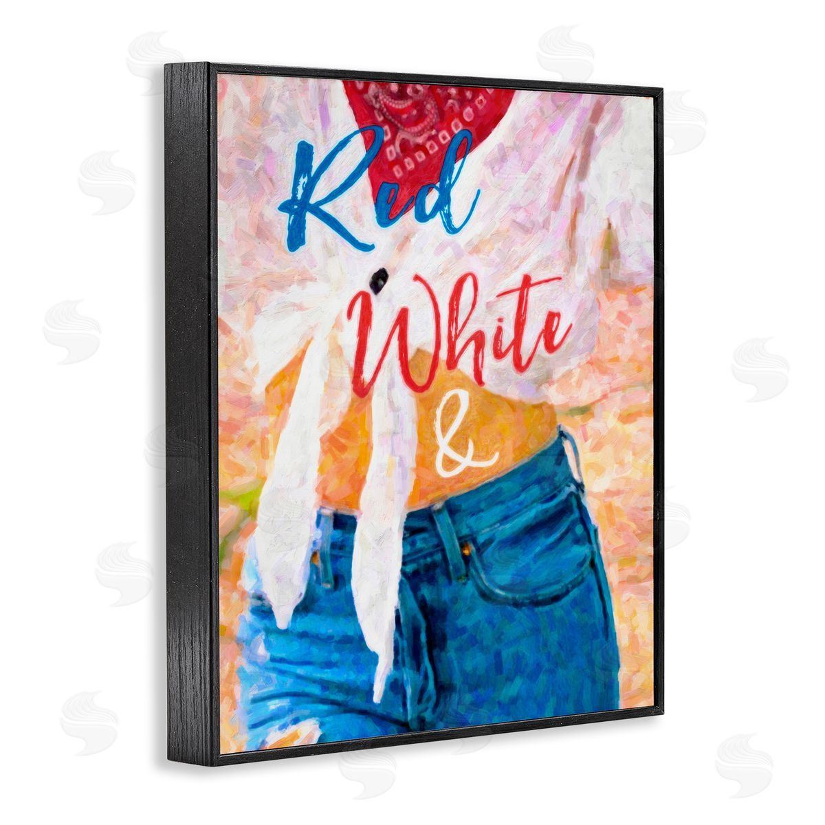 Graffitee Studios Red White & Blue Patriotic American Celebration Black Framed Giclee Wall Art Print