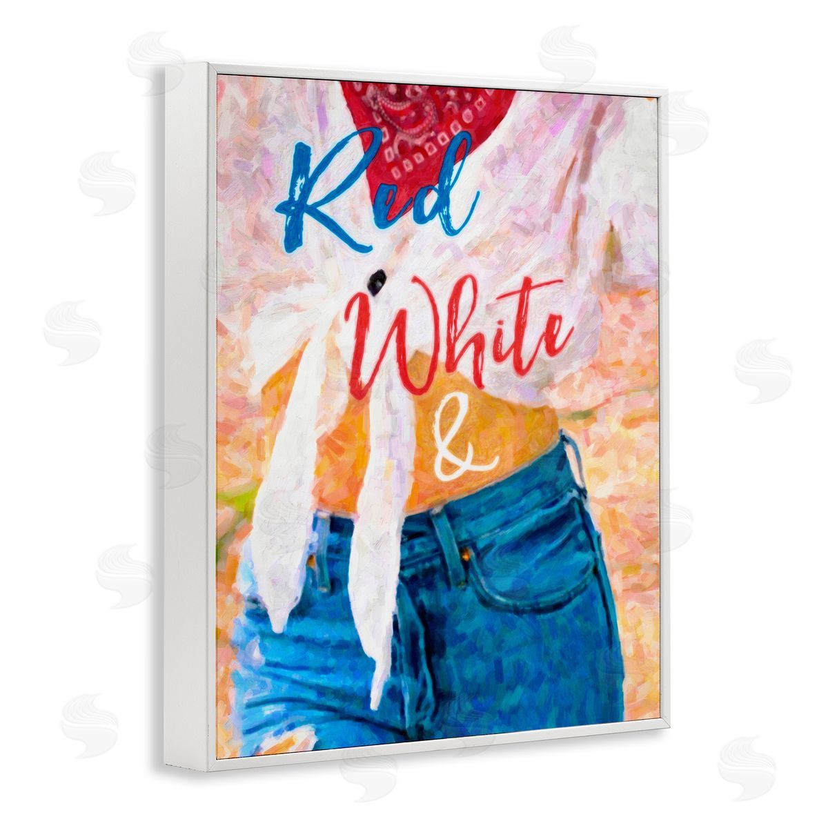 Graffitee Studios Red White & Blue Patriotic American Celebration White Framed Giclee Wall Art Print