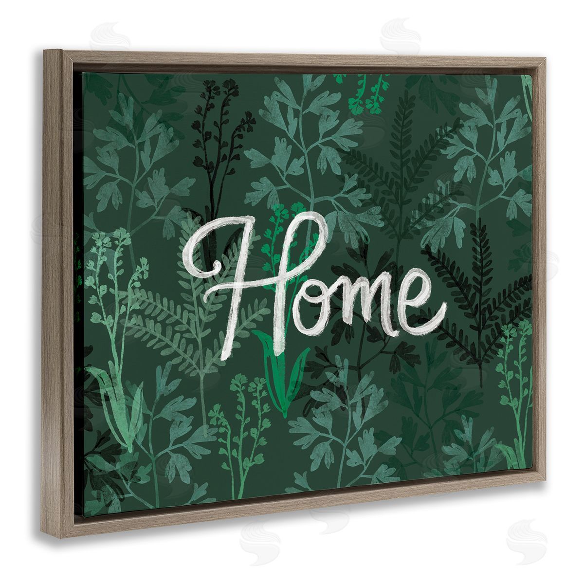 Ilaria Benedetti Green Botanicals Plants Home Calligraphy Cottage Brown Floating Frame Canvas Wall Art Print