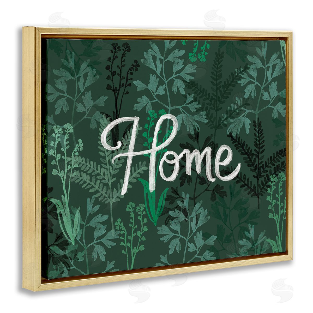Ilaria Benedetti Green Botanicals Plants Home Calligraphy Cottage Gold Floating Frame Canvas Wall Art Print