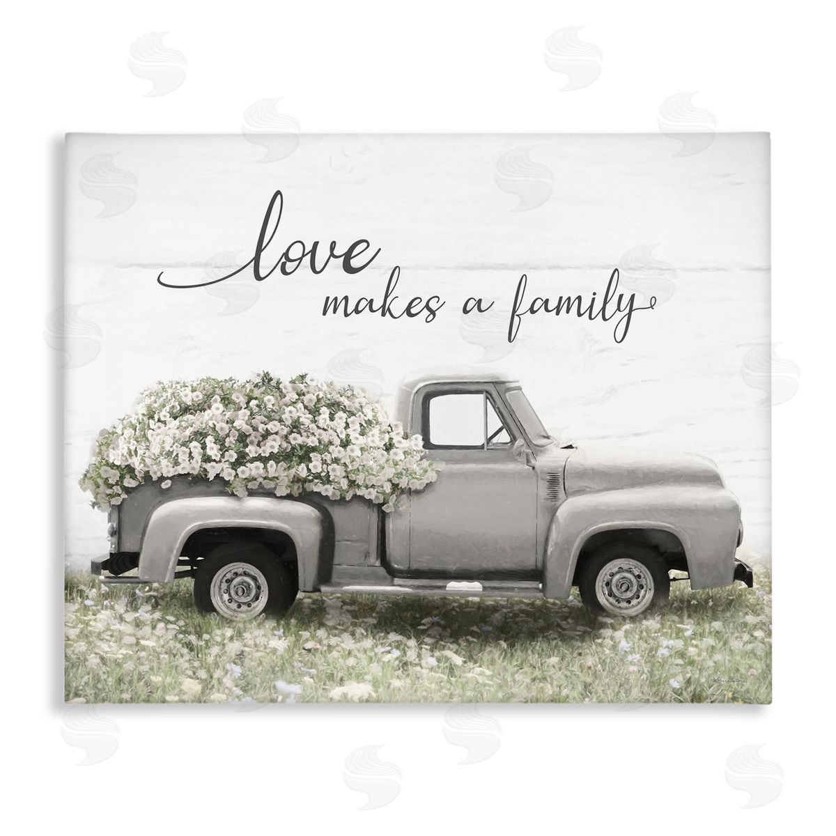 Lori Deiter Love Makes Family Flower Blossom Filled Truck  Stretched Canvas Wall Art Print