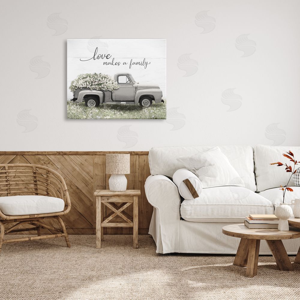 Lori Deiter Love Makes Family Flower Blossom Filled Truck  Canvas Wall Art Print in Room