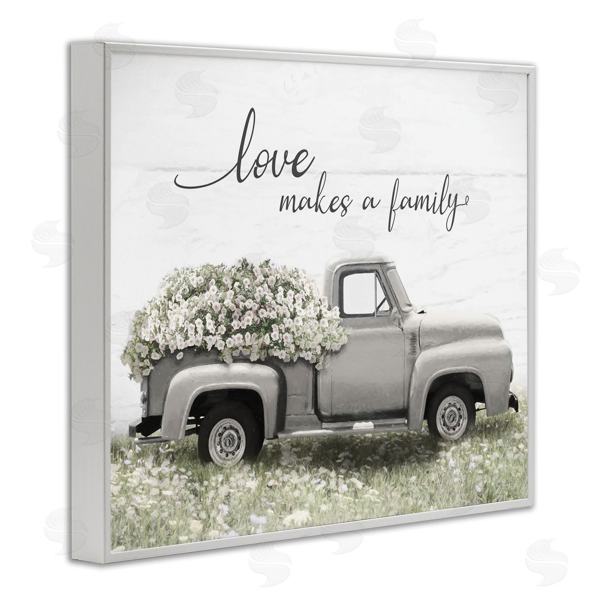 Lori Deiter Love Makes Family Flower Blossom Filled Truck  White Framed Giclee Wall Art Print