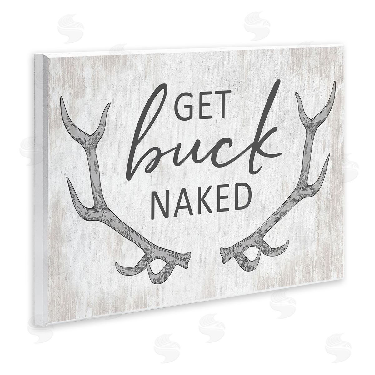 Lettered and Lined Get Buck Naked Witty Rustic Animal Antlers  Wall Plaque Art Print