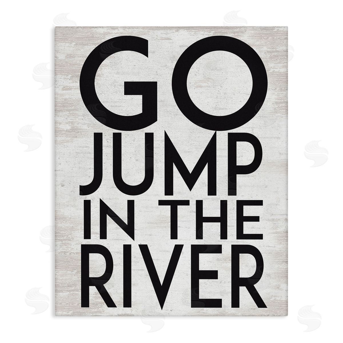Lettered and Lined Jump in the River Motivational Lake House Phrase Stretched Canvas Wall Art Print