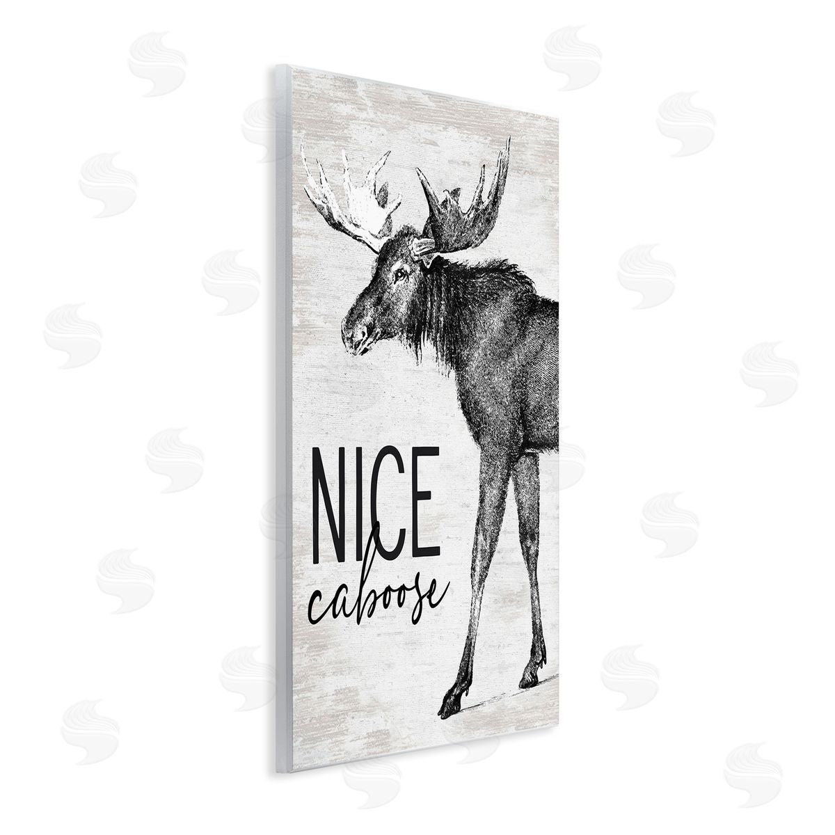 Lettered and Lined Nice Caboose Lake House Bathroom Humor Moose  Wall Plaque Art Print