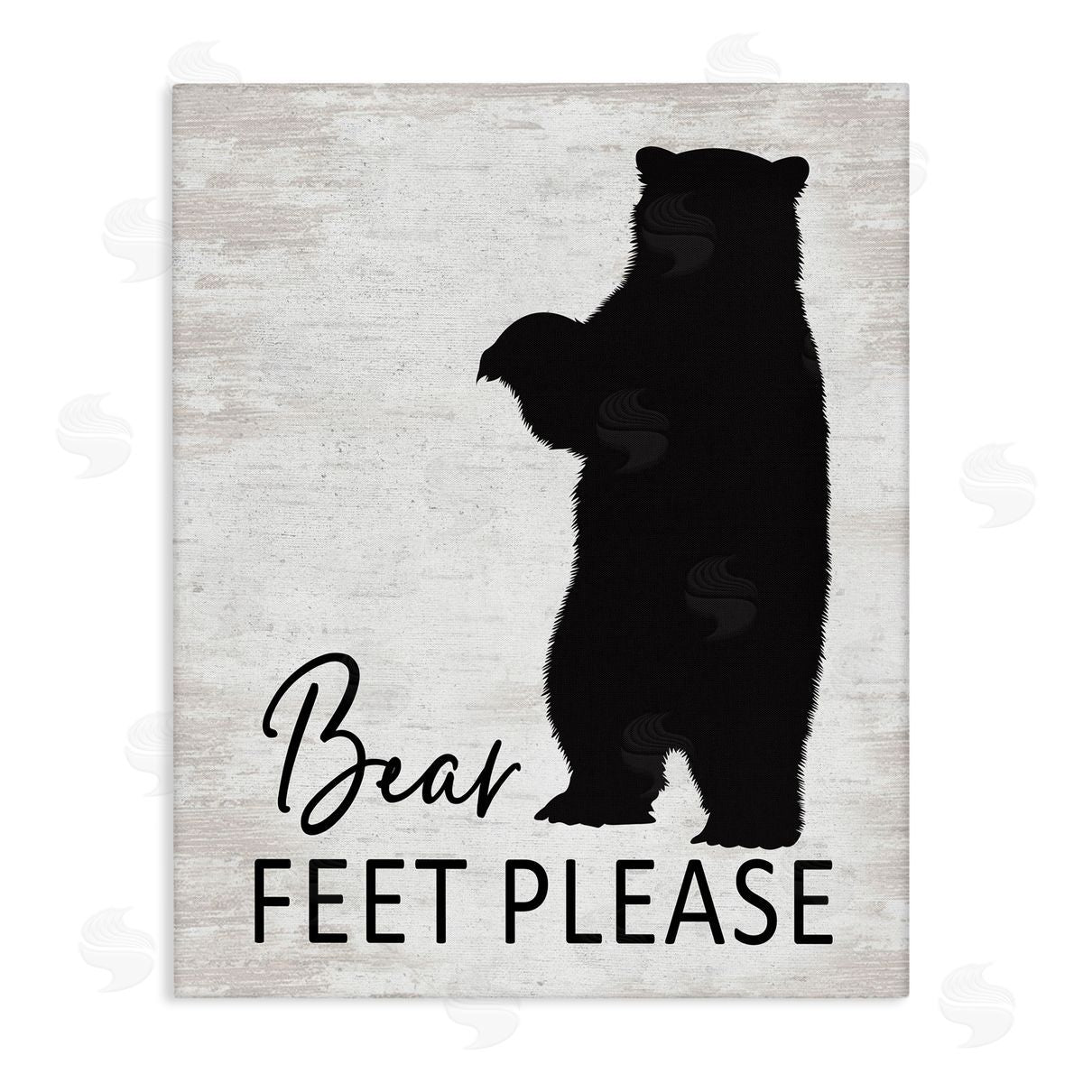 Lettered and Lined Bear Feet Remove Shoes Cabin Entrance Sign Stretched Canvas Wall Art Print
