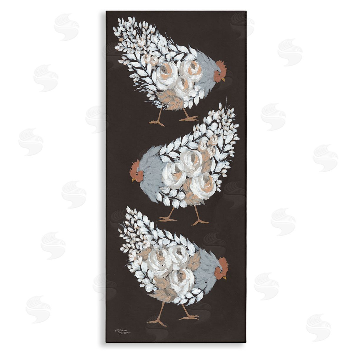 Abstract Floral Body Hens Canvas Wall Art, Home Decor by Michele Norman