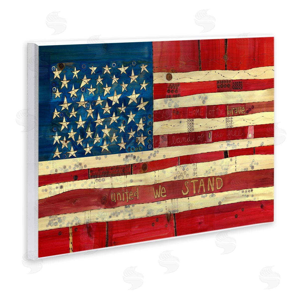 Stephanie Burgess United We Stand Independence Day Festive American Flag  Wall Plaque Art Print