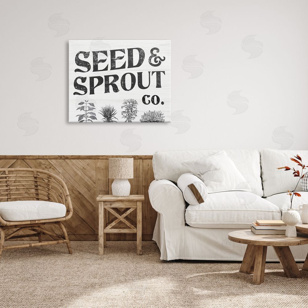 Stupell Studio Seed & Sprout Antique Botanicals Gardening Typography  Canvas Wall Art Print in Room