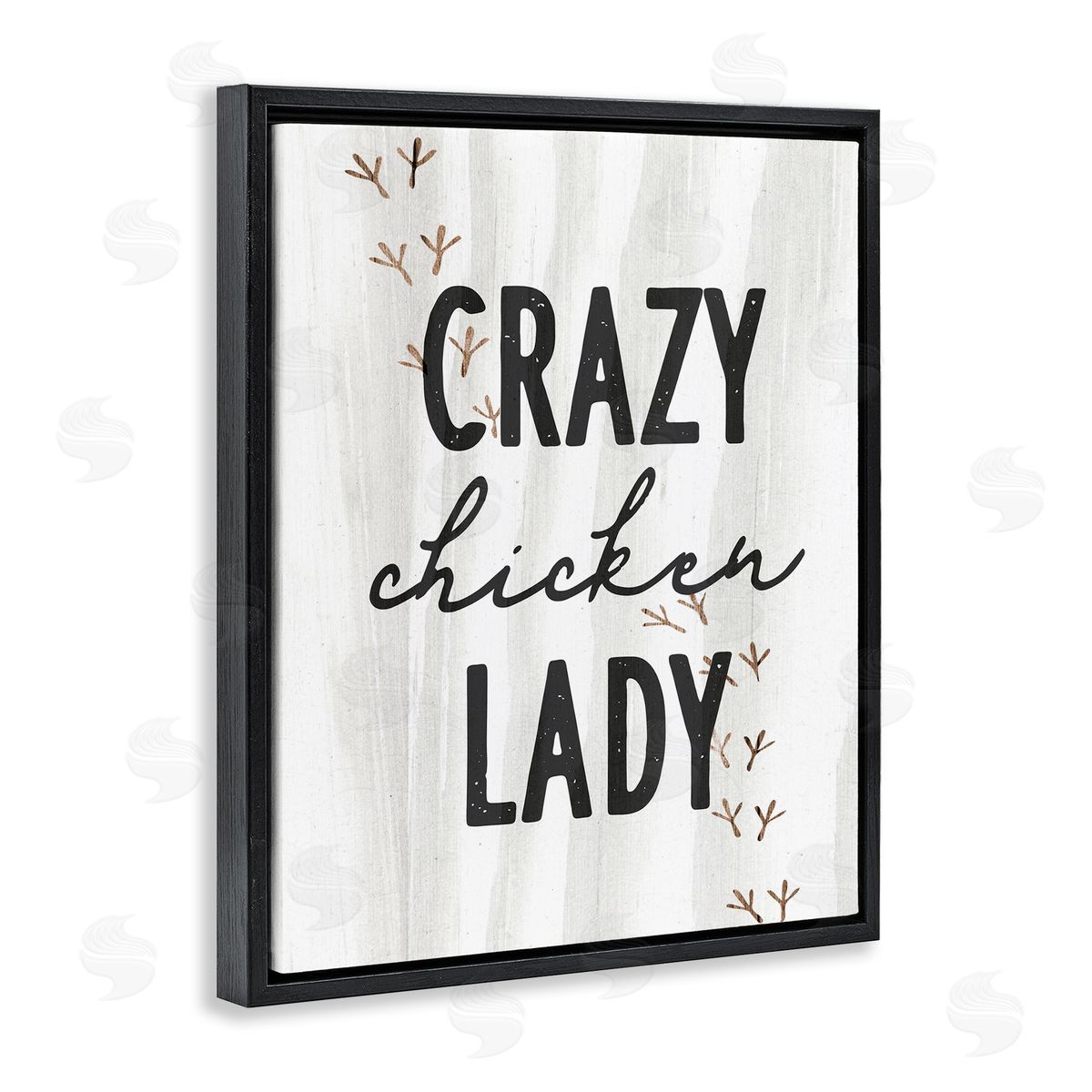 Stupell Studio Crazy Chicken Lady Country Rustic Farm Black Floating Frame Canvas Wall Art Print