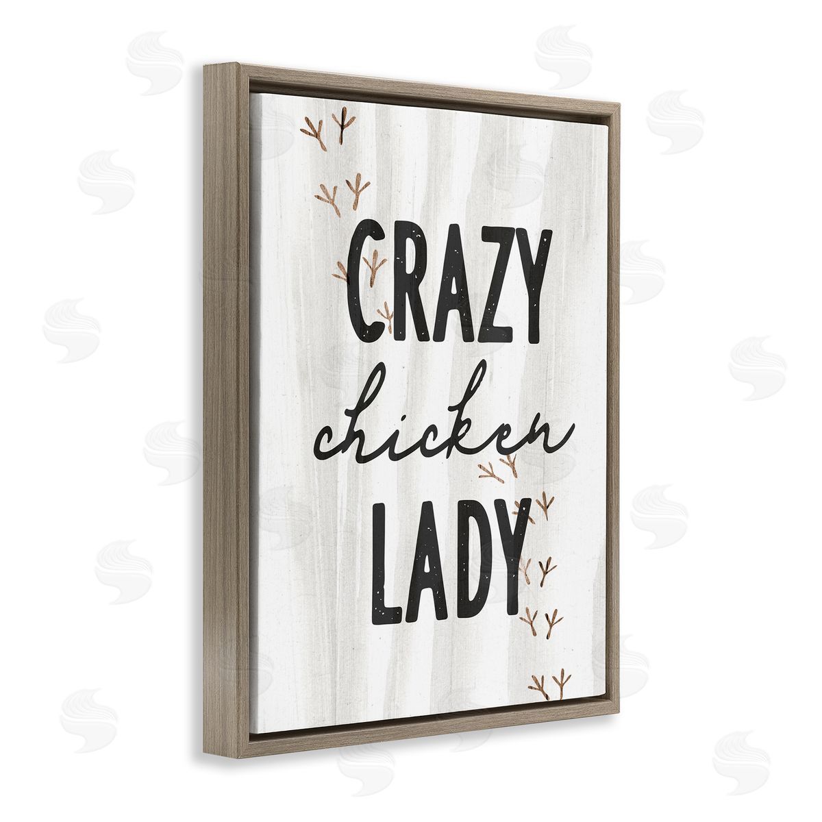 Stupell Studio Crazy Chicken Lady Country Rustic Farm Brown Floating Frame Canvas Wall Art Print