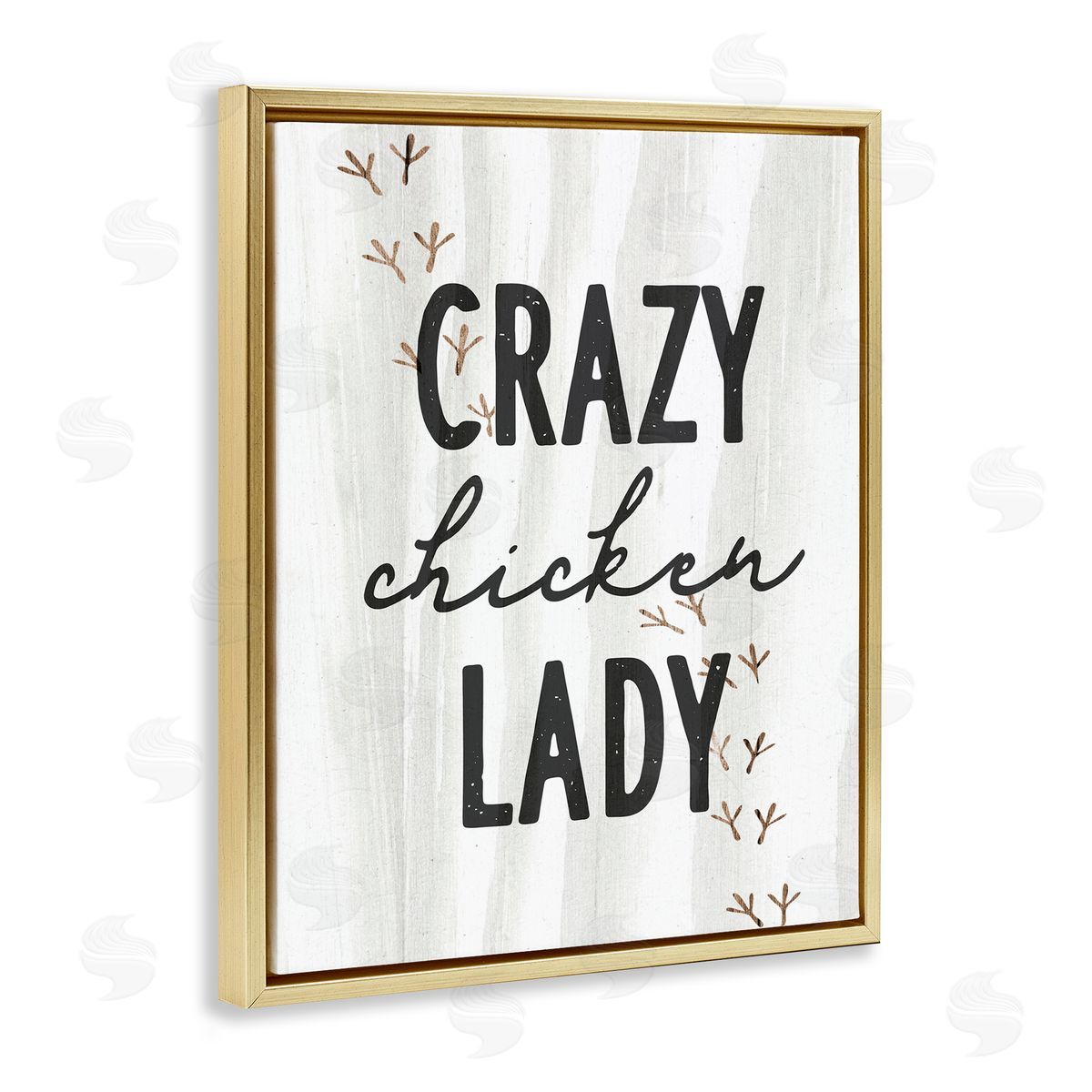 Stupell Studio Crazy Chicken Lady Country Rustic Farm Gold Floating Frame Canvas Wall Art Print