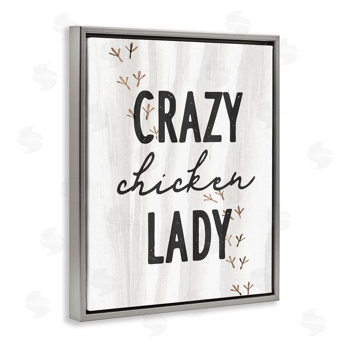 Stupell Studio Crazy Chicken Lady Country Rustic Farm Gray Floating Frame Canvas Wall Art Print