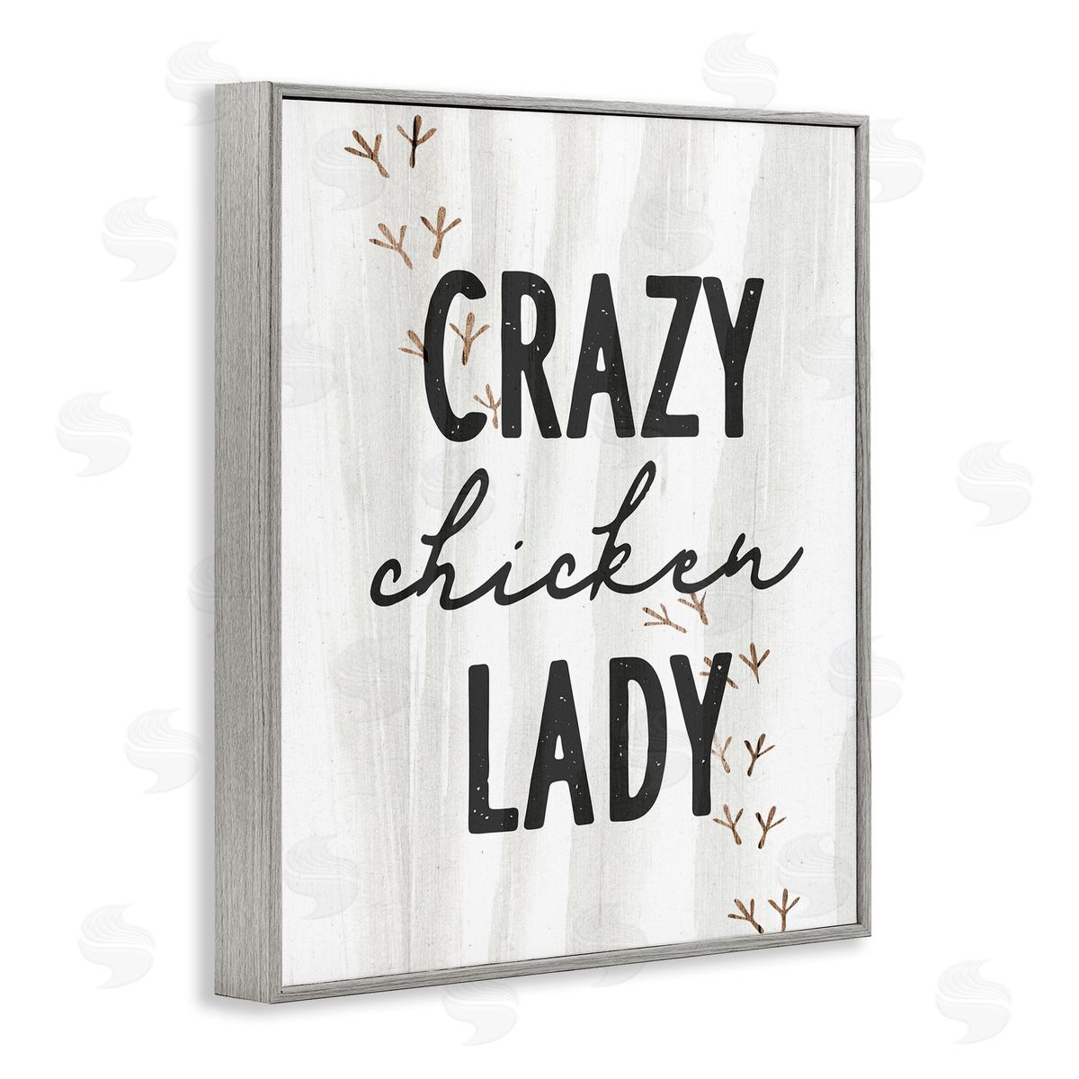 Stupell Studio Crazy Chicken Lady Country Rustic Farm Gray Framed Giclee Wall Art Print