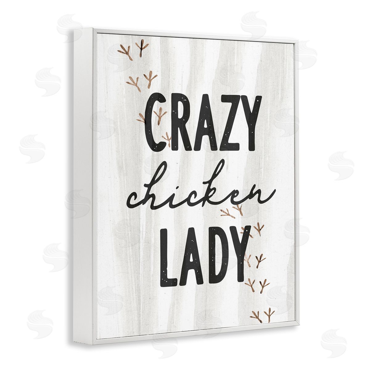 Stupell Studio Crazy Chicken Lady Country Rustic Farm White Framed Giclee Wall Art Print