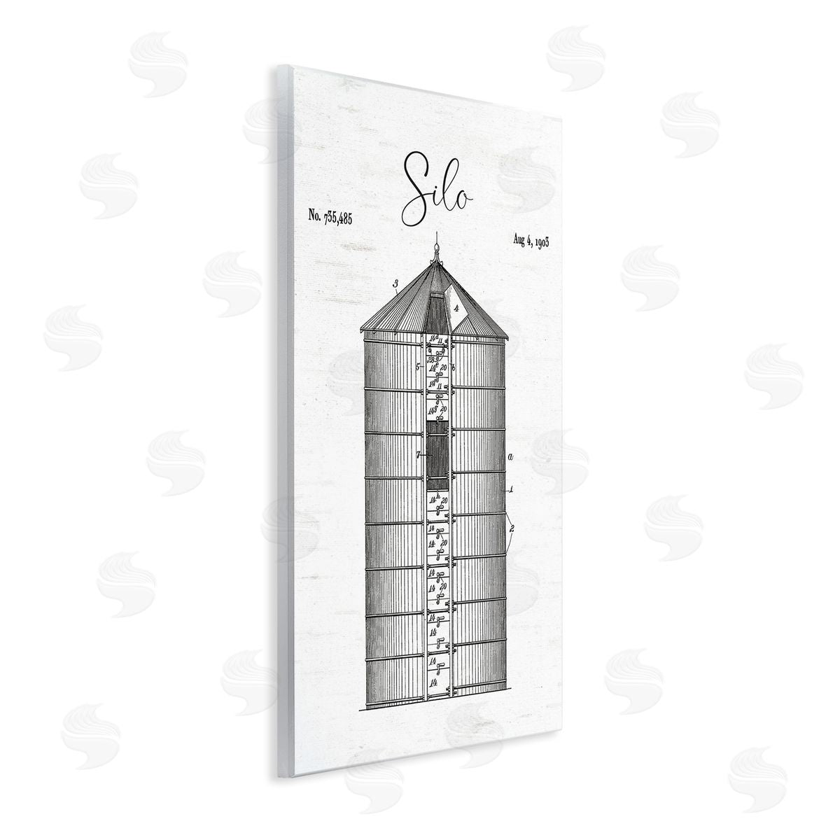 Lettered and Lined Detailed Silo Diagram Rustic Countryside Farm Structure  Wall Plaque Art Print