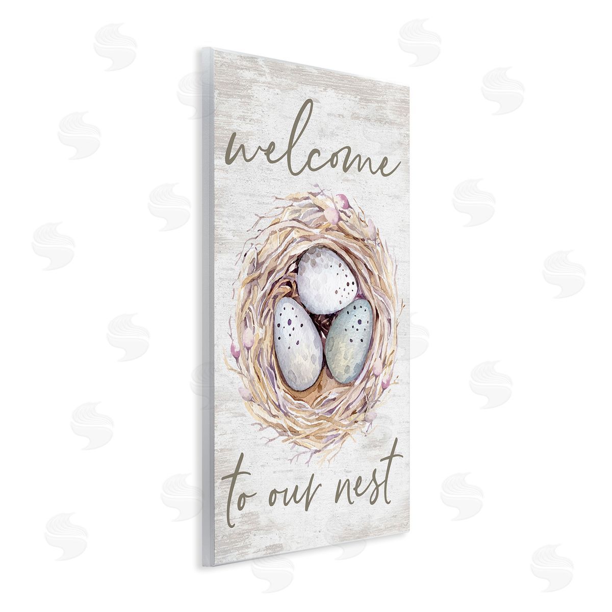 Lettered and Lined Welcome To Our Nest Rustic Bird Egg Sign  Wall Plaque Art Print