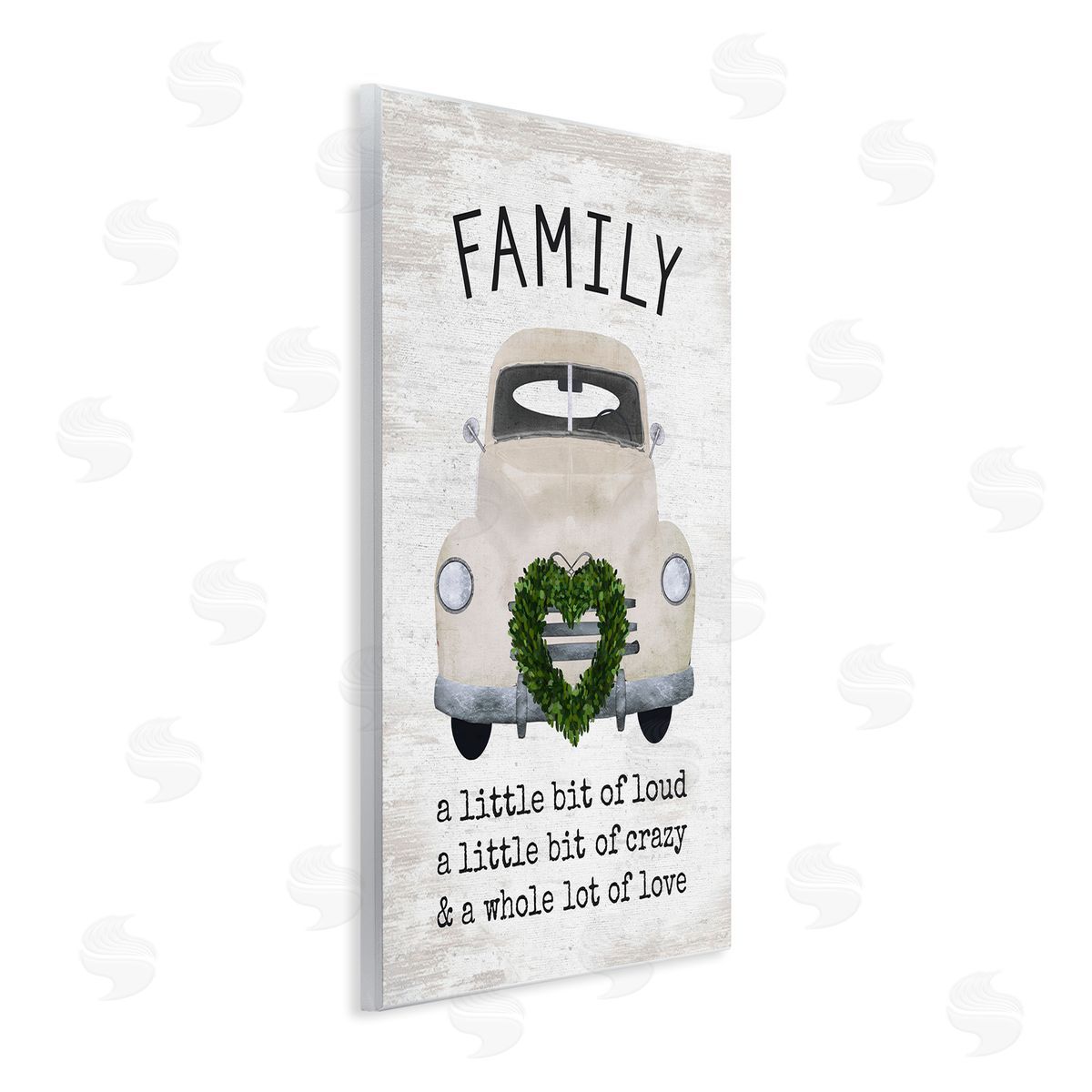 Lettered and Lined Wholesome Family Sign Antique Car Heart Wreath Wall Plaque Art Print