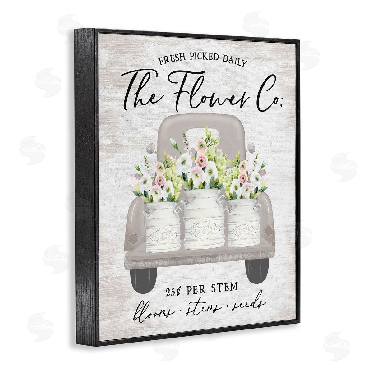 Lettered and Lined Antique Flower Sign Vintage Truck Bouquet Blossoms  Black Framed Giclee Wall Art Print
