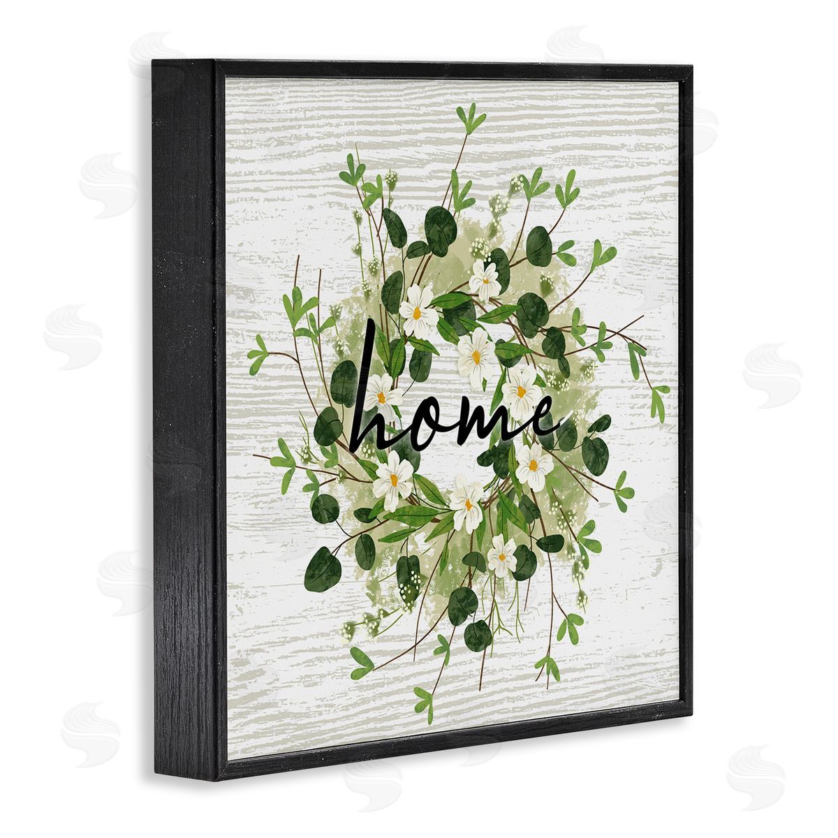 Ziwei Li Delicate Botanical Wreath Home Sign Rustic Farmhouse Black Framed Glicee Wall Art Print