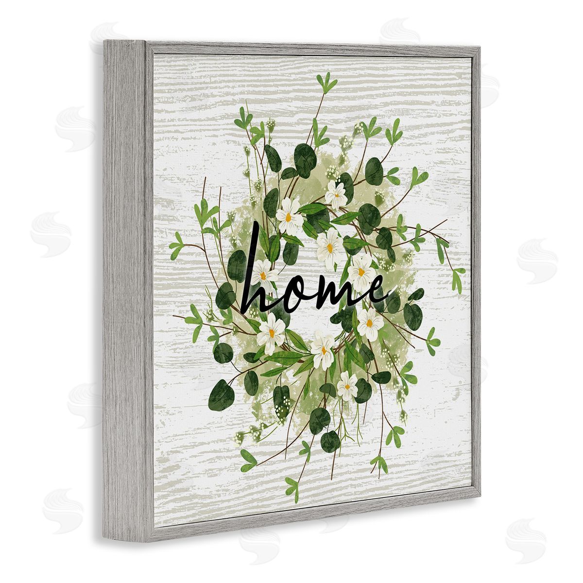 Ziwei Li Delicate Botanical Wreath Home Sign Rustic Farmhouse Gray Framed Glicee Wall Art Print