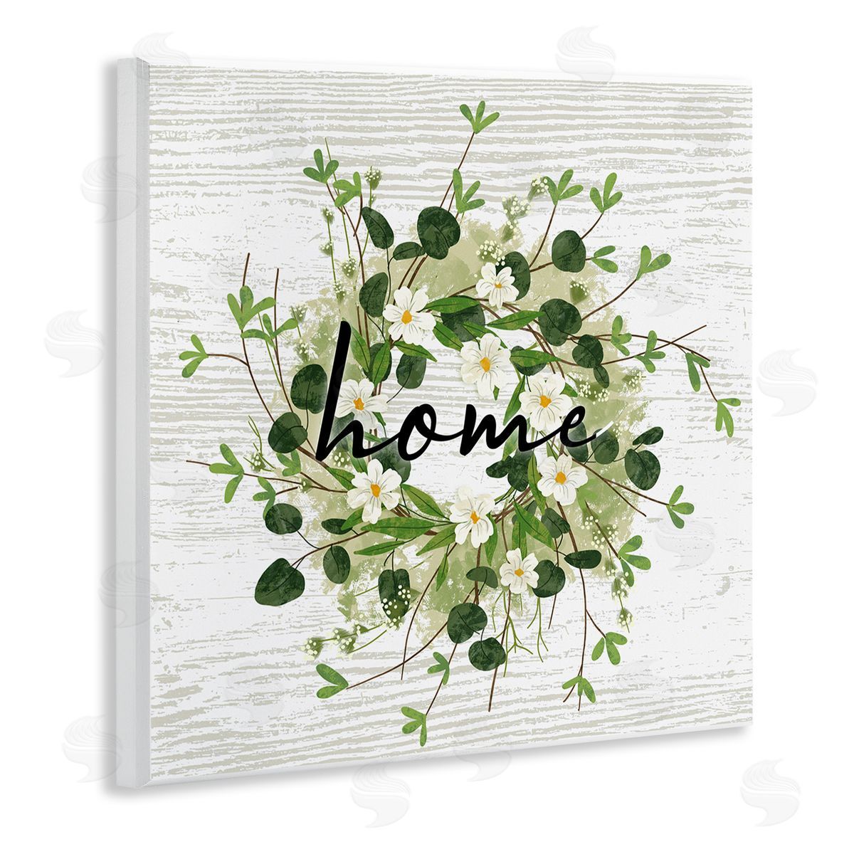 Ziwei Li Delicate Botanical Wreath Home Sign Rustic Farmhouse Wooden Wall Plaque Art Print