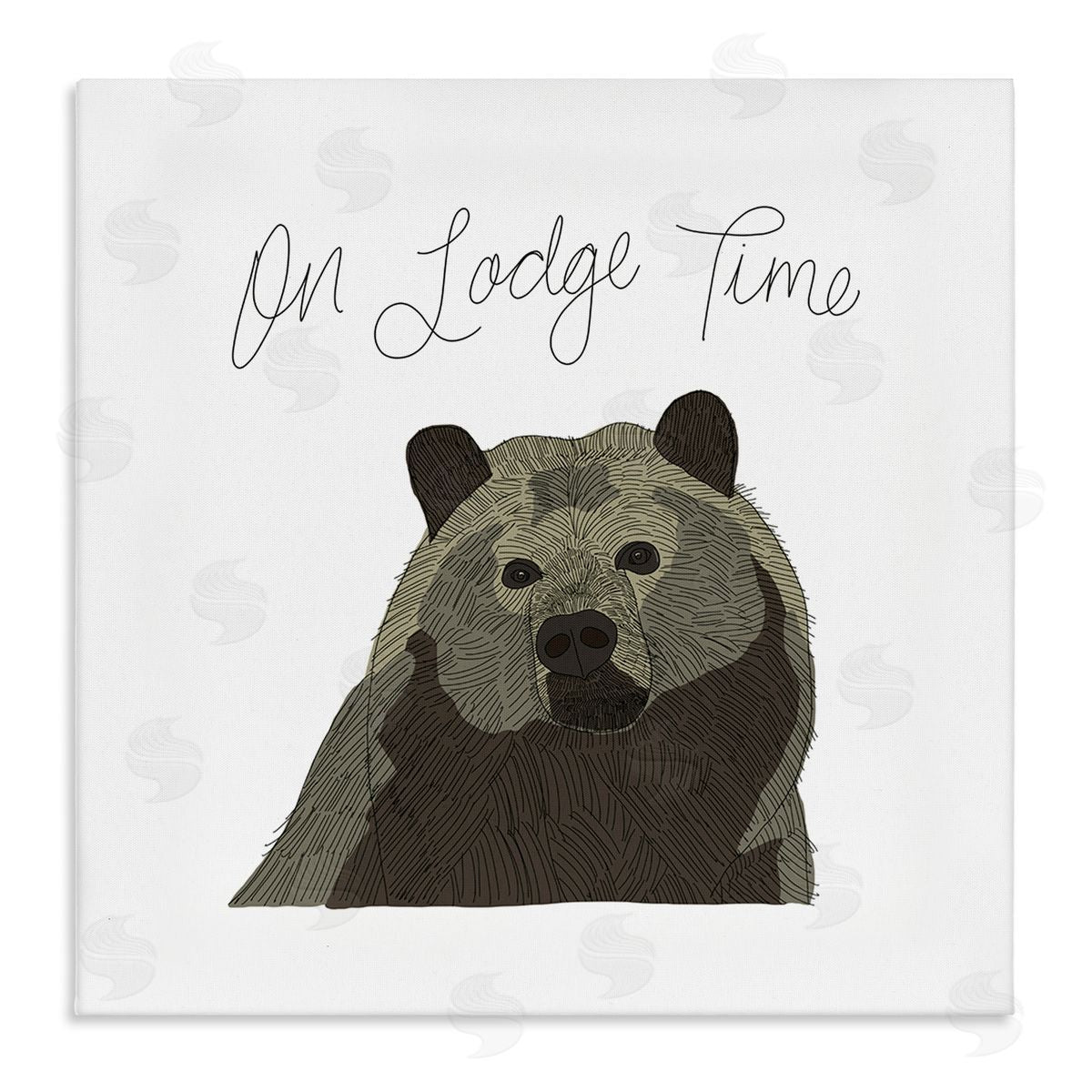 Tara Moss Lodge Time Casual Cursive Bear Cabin Wildlife  Stretched Canvas Wall Art Print