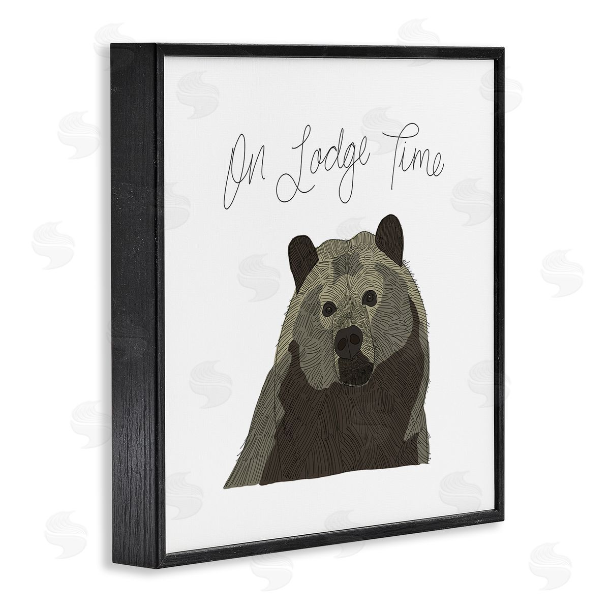 Tara Moss Lodge Time Casual Cursive Bear Cabin Wildlife  Black Framed Glicee Wall Art Print