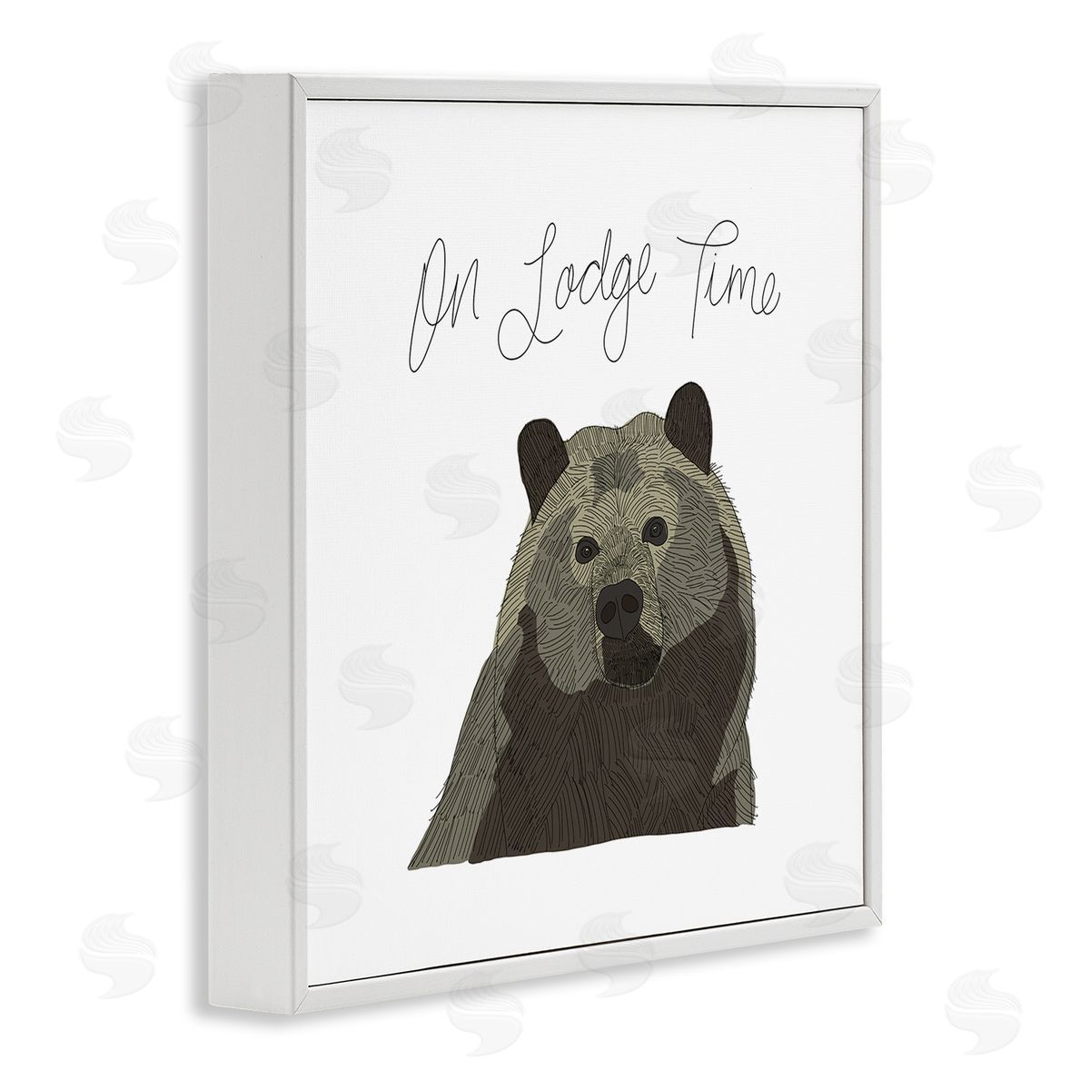 Tara Moss Lodge Time Casual Cursive Bear Cabin Wildlife  White Framed Glicee Wall Art Print