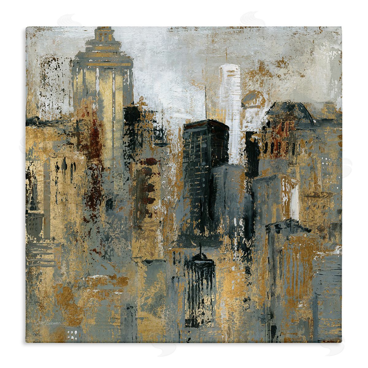Carol Robinson Abstract Cityscape Urban Buildings Modern Architecture Stretched Canvas Wall Art Print