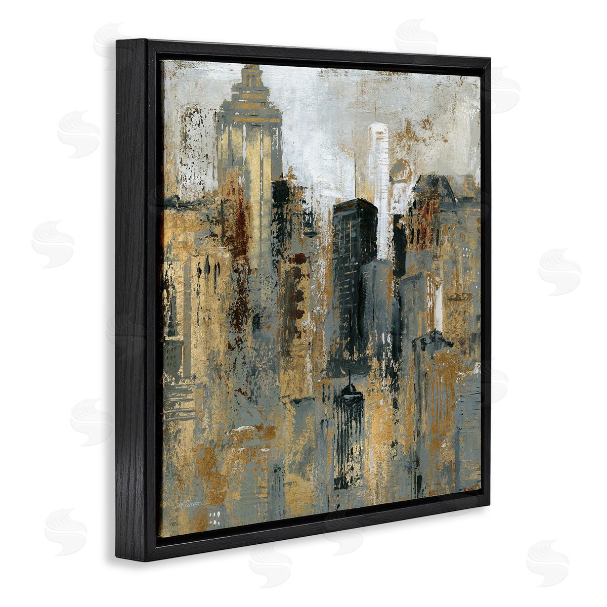 Carol Robinson Abstract Cityscape Urban Buildings Modern Architecture Black Floating Frame Canvas Wall Art Print