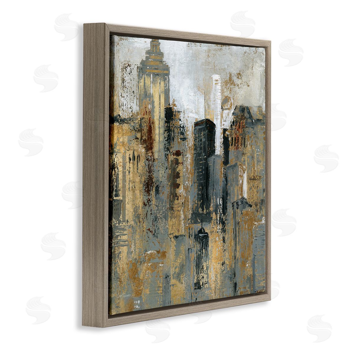 Carol Robinson Abstract Cityscape Urban Buildings Modern Architecture Brown Floating Frame Canvas Wall Art Print