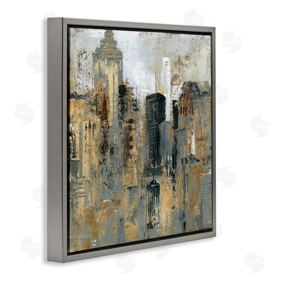 Carol Robinson Abstract Cityscape Urban Buildings Modern Architecture Gray Floating Frame Canvas Wall Art Print