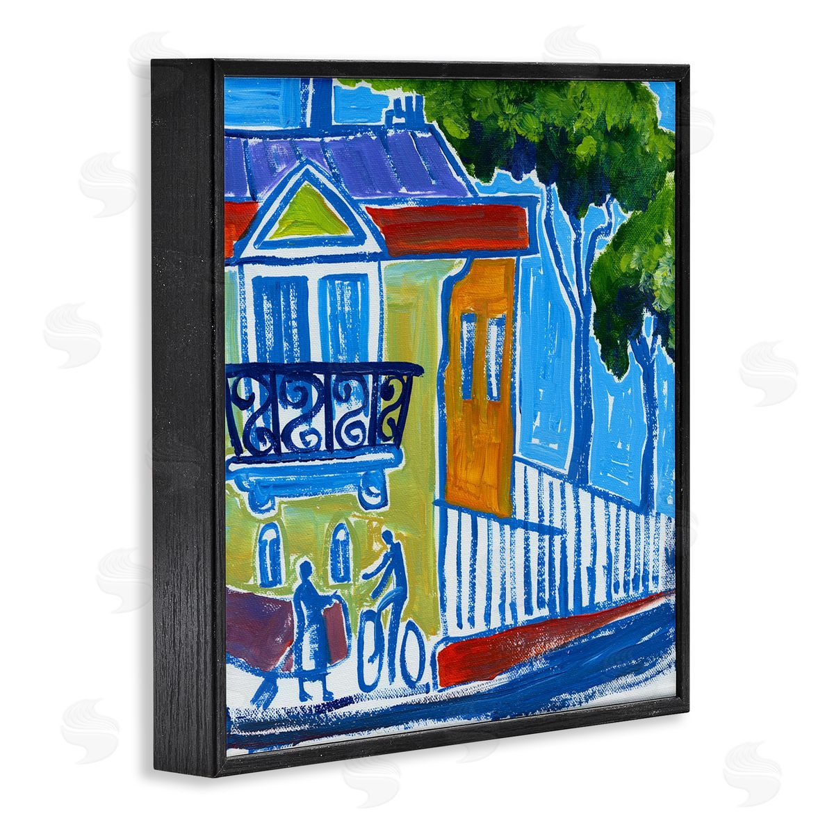 Ben Mann Abstract City Corner Modern Style Town Buildings Black Framed Glicee Wall Art Print