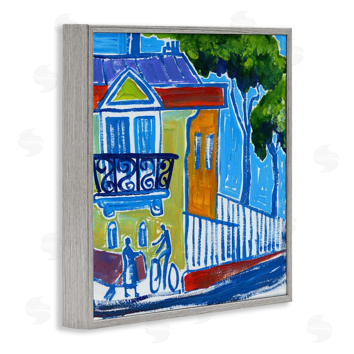 Ben Mann Abstract City Corner Modern Style Town Buildings Gray Framed Glicee Wall Art Print