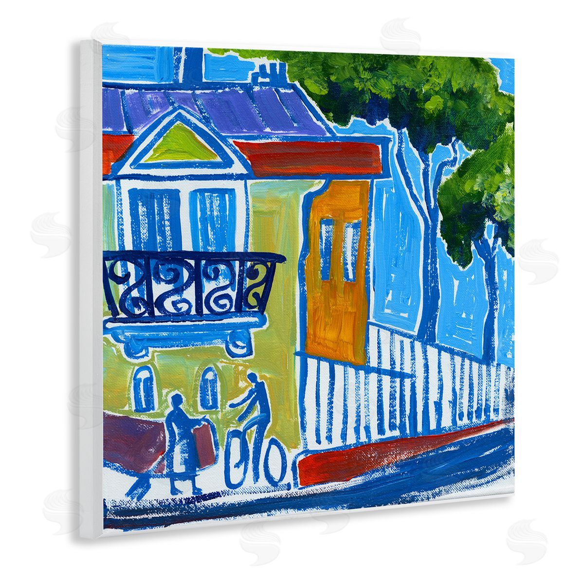 Ben Mann Abstract City Corner Modern Style Town Buildings Wooden Wall Plaque Art Print