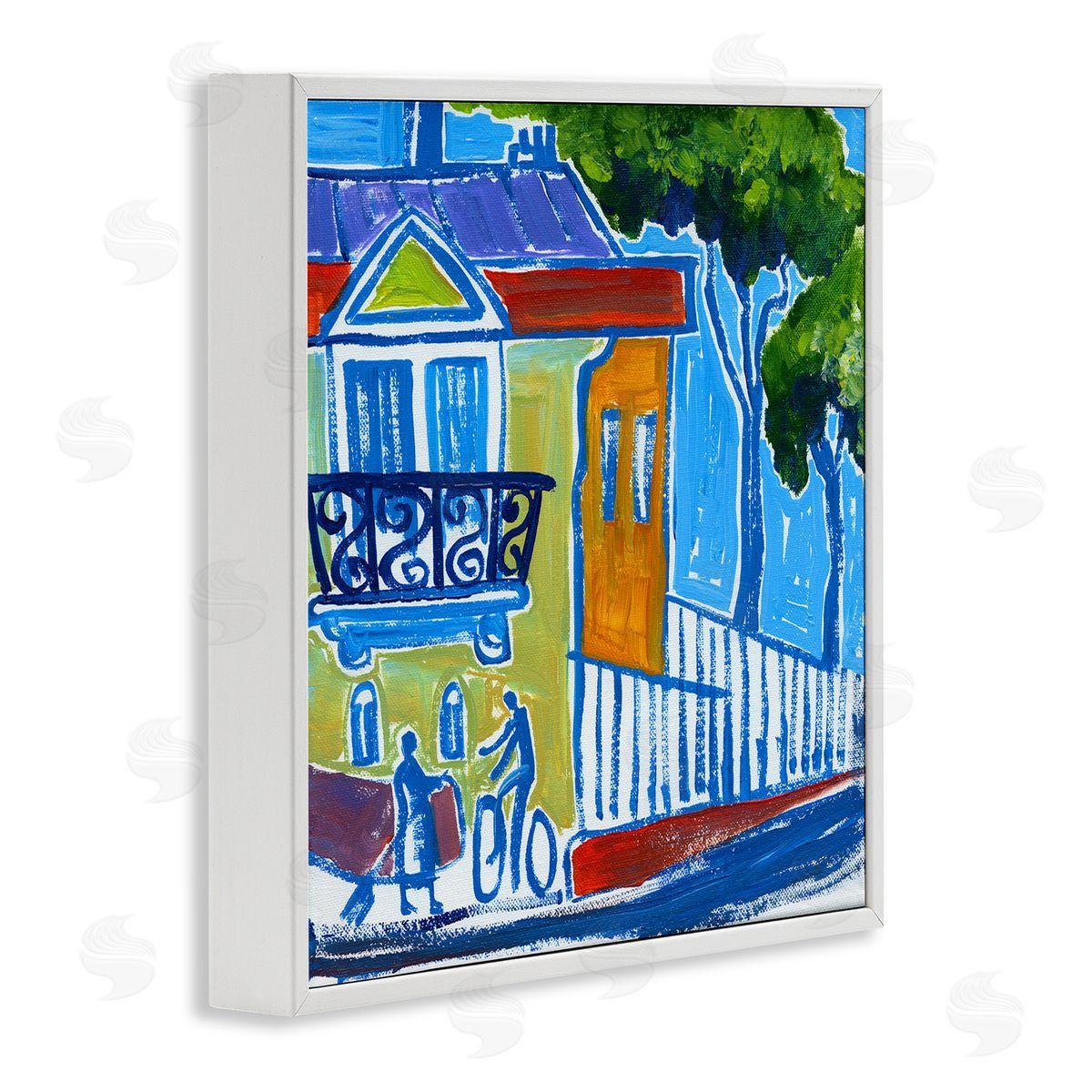 Ben Mann Abstract City Corner Modern Style Town Buildings White Framed Glicee Wall Art Print