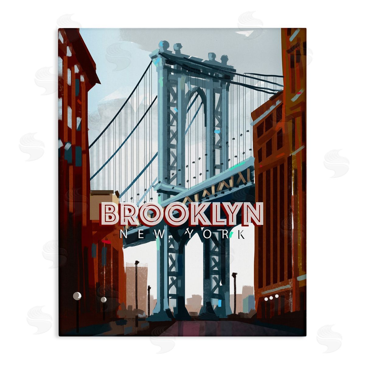 David Owens Illustration Layered Brooklyn Bridge Architecture Urban Scenery Travel Stretched Canvas Wall Art Print