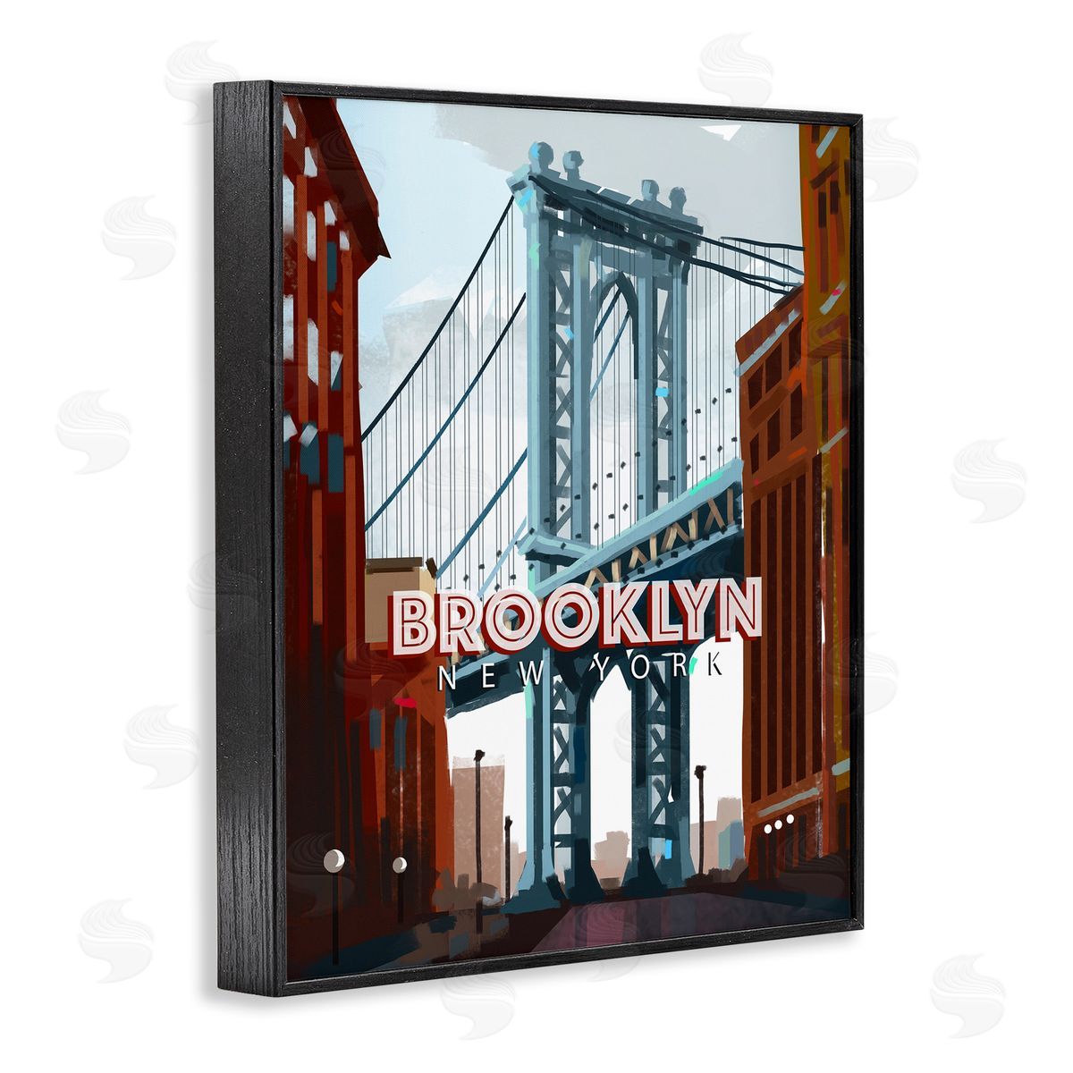 David Owens Illustration Layered Brooklyn Bridge Architecture Urban Scenery Travel Black Framed Giclee Wall Art Print