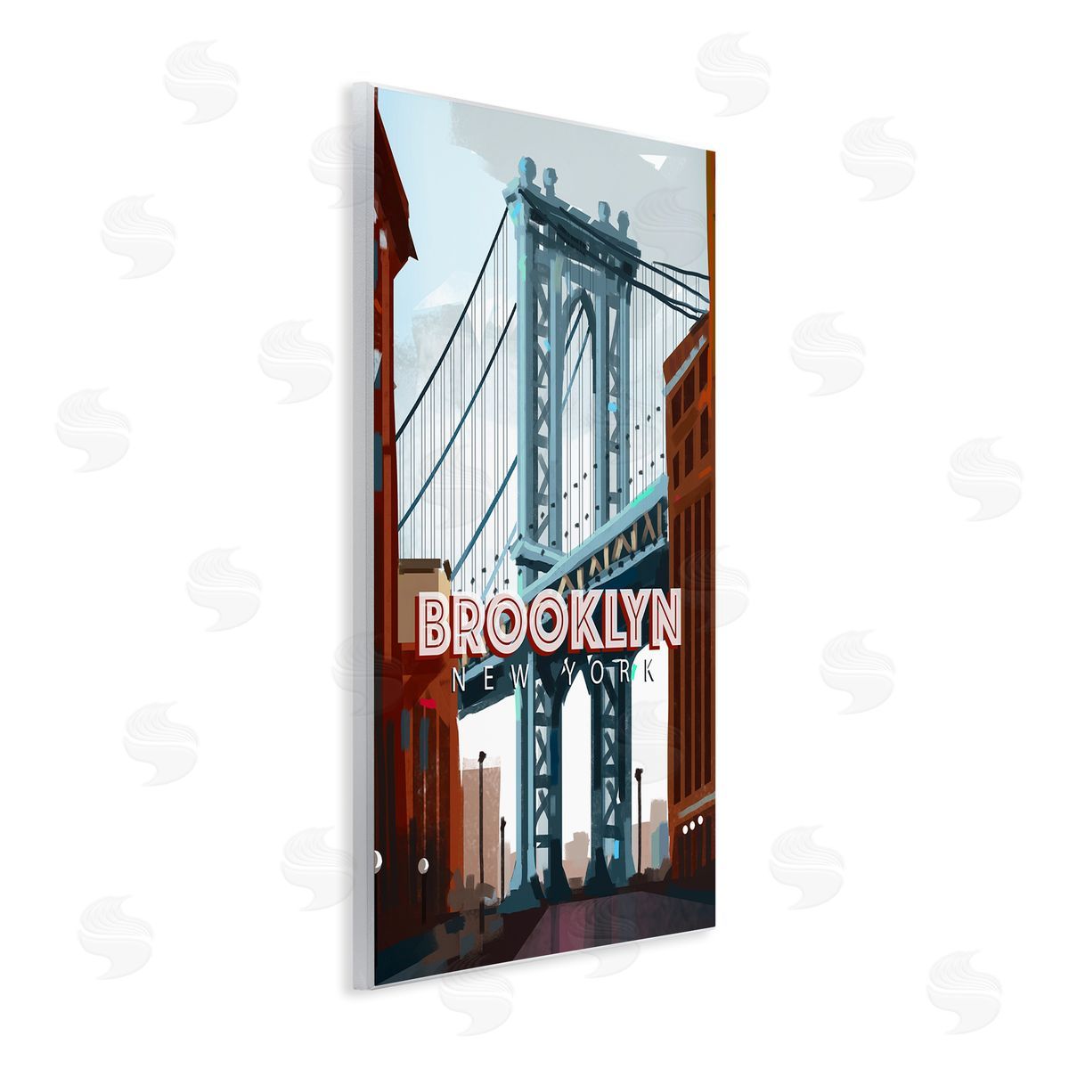 David Owens Illustration Layered Brooklyn Bridge Architecture Urban Scenery Travel Wall Plaque Art Print