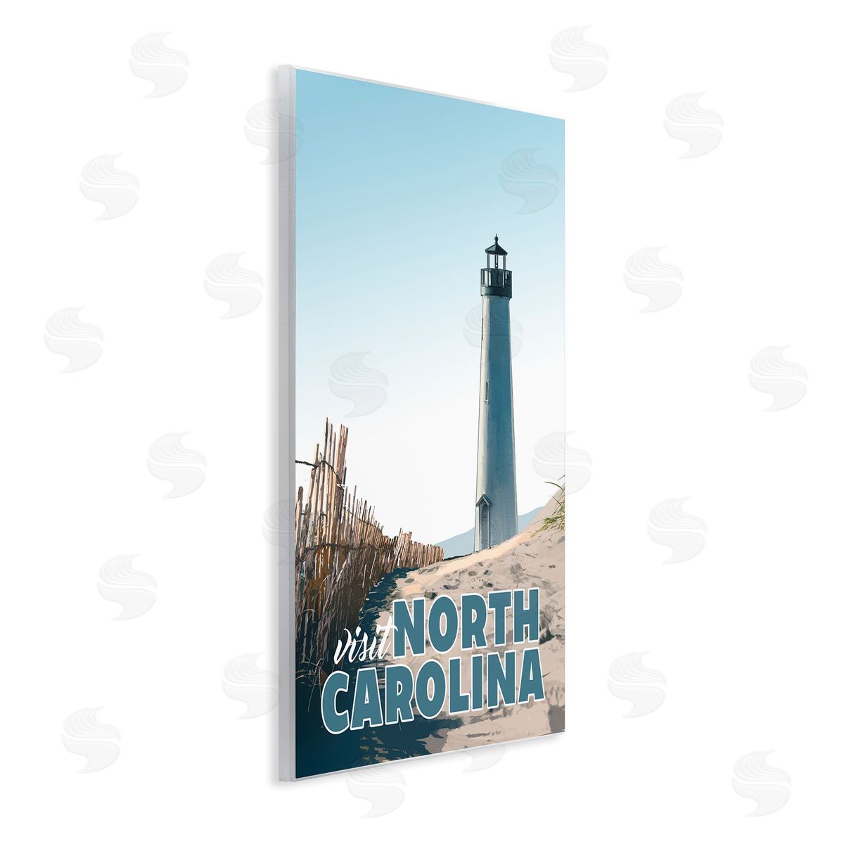 David Owens Illustration Visit North Carolina Beach Lighthouse Seaside Sand Wall Plaque Art Print