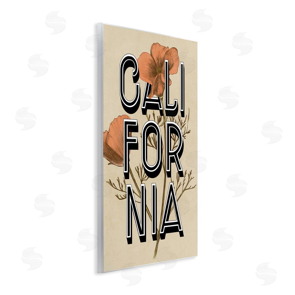 Stupell Studio California State Floral Typography Poppy Sprig Blossom Wall Plaque Art Print