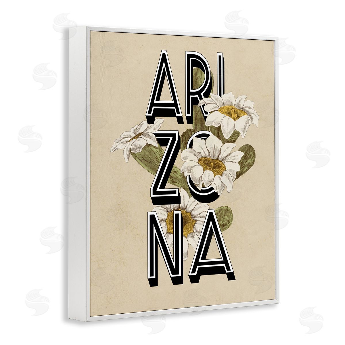 Stupell Studio Arizona State Flower Saguaro Blossom Typography White Framed Giclee Wall Art Print