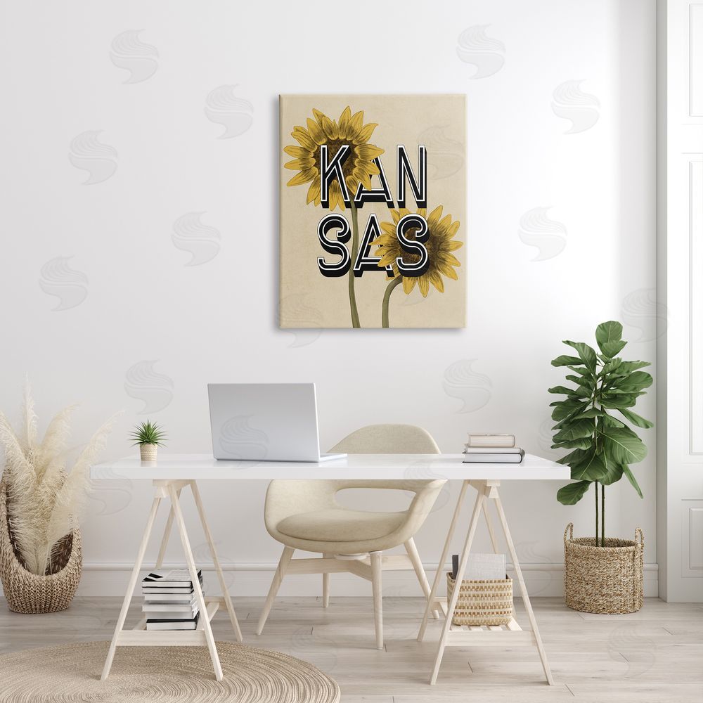 Stupell Studio Kansas Sunflowers Blossoms State Flower Botanicals  Canvas Wall Art Print in Room