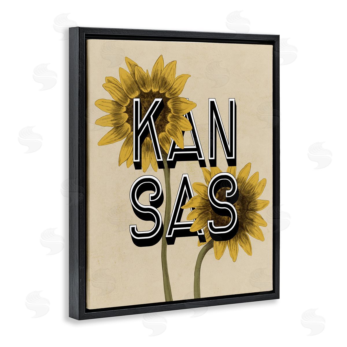 Stupell Studio Kansas Sunflowers Blossoms State Flower Botanicals  Black Floating Frame Canvas Wall Art Print